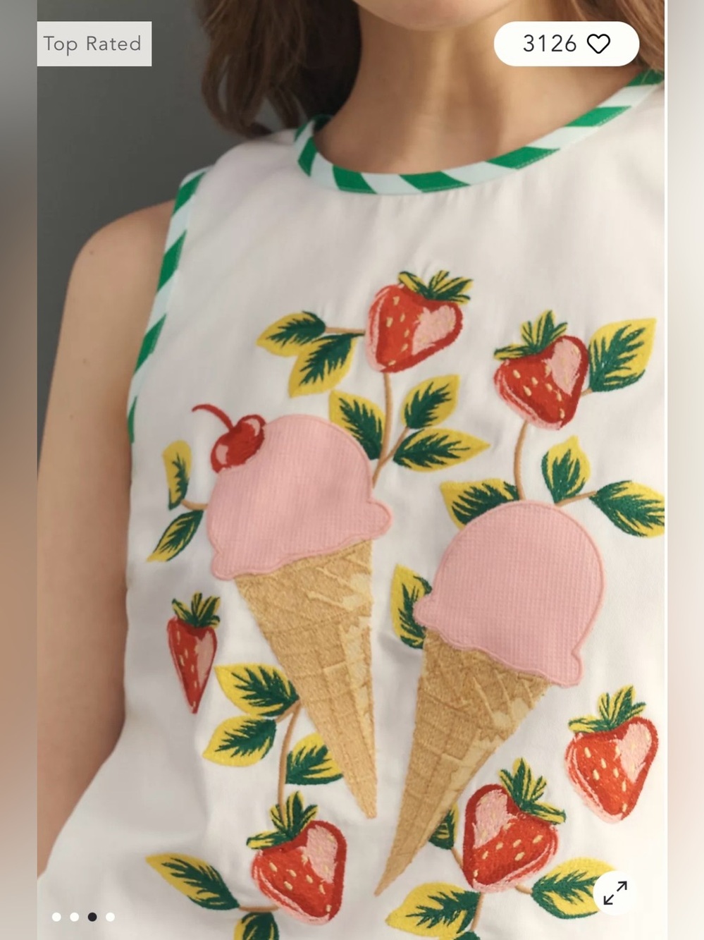 Maeve/Anthropologie Embroidered Shell Tank in White Size S. NWT - Picture 3 of 11